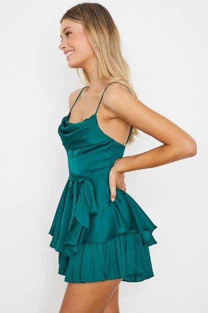 Double Ruched Cami Mini Dress - PROMPARTY