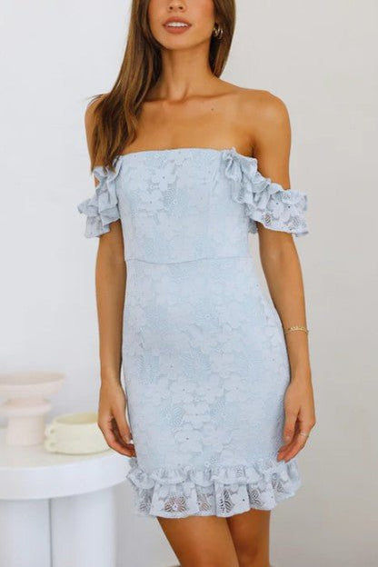 Lace Ruffle Mini Dress - PROMPARTY