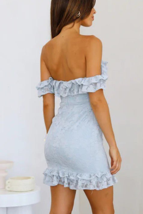 Lace Ruffle Mini Dress - PROMPARTY