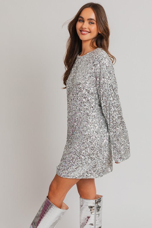 Long Sleeve Sequin Mini Dress - PROMPARTY