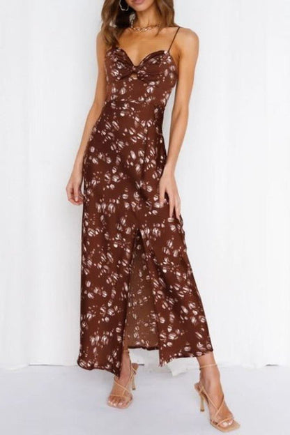 Satin Floral Maxi Dress - PROMPARTY