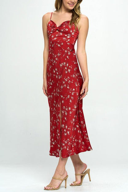 Satin Floral Maxi Dress - PROMPARTY